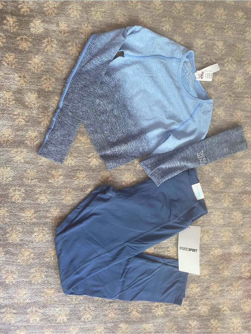 PINK Victoria's Secret Blue Ombre Sweatshirt and Navy Leggings Set